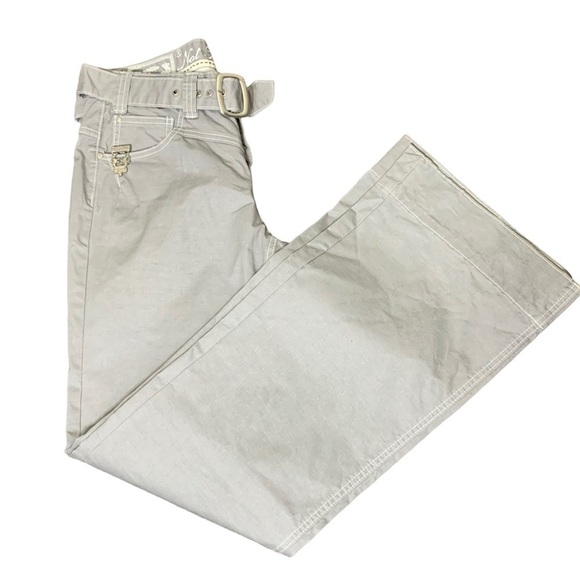 Not The Same N.T.S UK Gray Straight Wide Leg Pants Mid Rise Belted Waist 30" - Picture 4 of 16